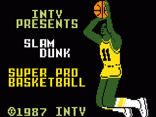 Slam Dunk Super Pro Basketball title screen for Intellivision